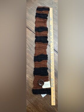 Fossil Brown and Black Striped Knit Scarf